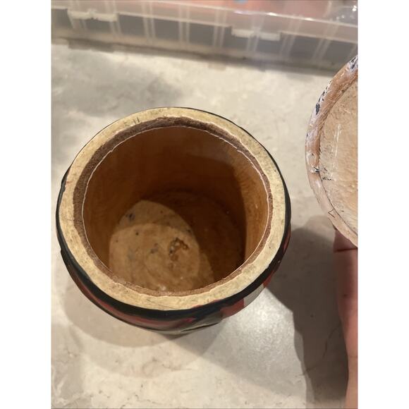 Vintage Wooden Hand Carved Hand Painted Trinket Box 6x4” - Picture 5 of 8